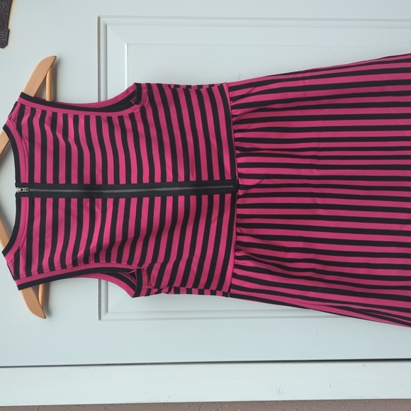 INC Hot Pink and Black Striped Sleeveless Dress Medium - Picture 6 of 16